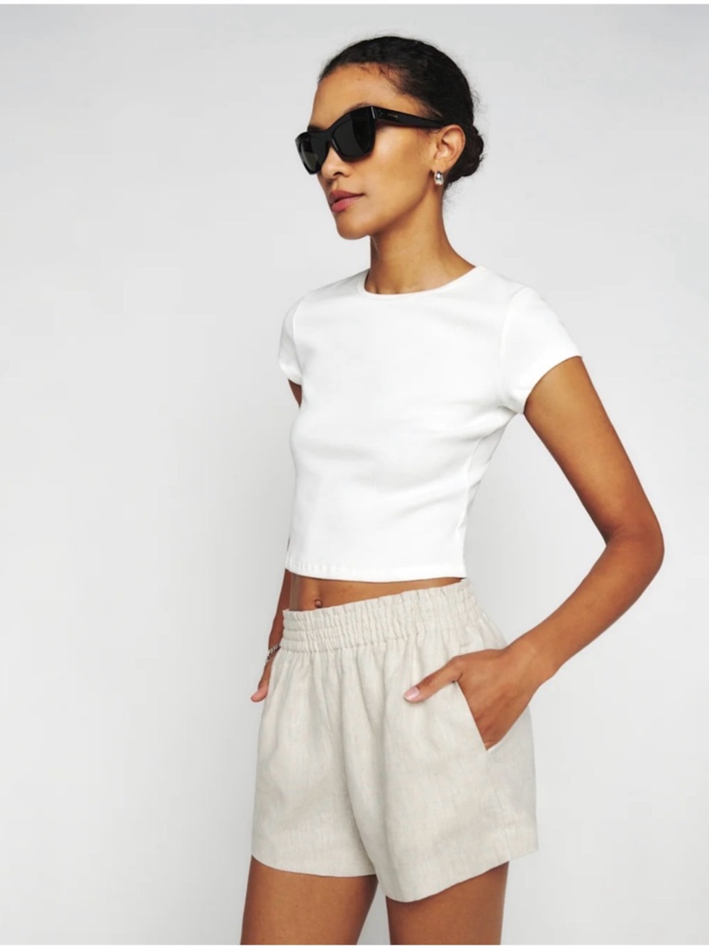Reformation Mila Linen Short Natural - Size XS
